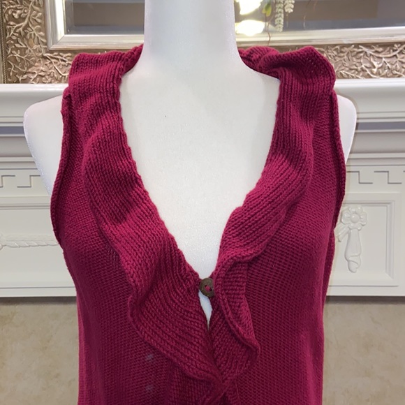 Pure Handknit Cranberry Sleeveless Cardigan - Picture 2 of 7